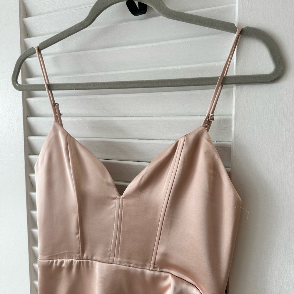 Chic Satin Rouched Mini Dress - Picture 4 of 11
